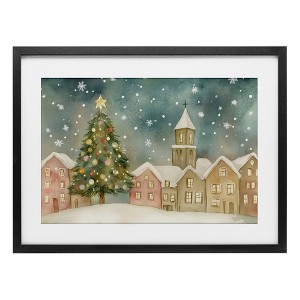 Stupell Industries Christmas Village Snowfall Framed Print Under Glass Art - 1 of 4