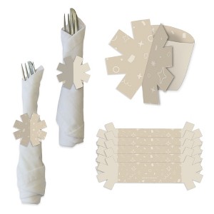 Big Dot of Happiness Tan Confetti Stars - Simple Party Paper Napkin Holder - Napkin Rings - Set of 24 - 1 of 4