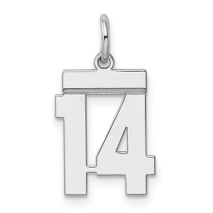 Black Bow Jewelry Sterling Silver, Athletic Collection, Small Polished Number 14 Pendant - 1 of 4