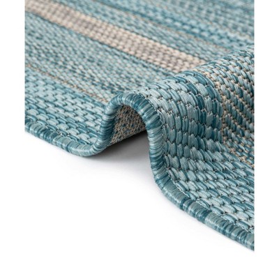 Aquamarine Elegance 4' x 6' Flat Woven Outdoor Rug