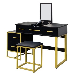 SEVOBAL Dressers Makeup Vanity Set with Mirror and Nightstand for Organized Modern Bedroom, Black, 49.21"*17.72"*29.53" - 1 of 4