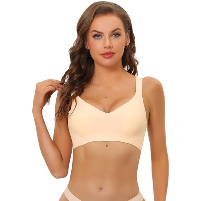 Allegra K Women's Wireless Pullover No Show Stretch Bra And Panty Set Beige  X-large : Target