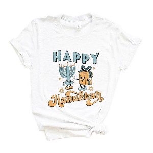 Simply Sage Market Women's Happy Hanukkah Distressed Short Sleeve Graphic Tee - 1 of 3