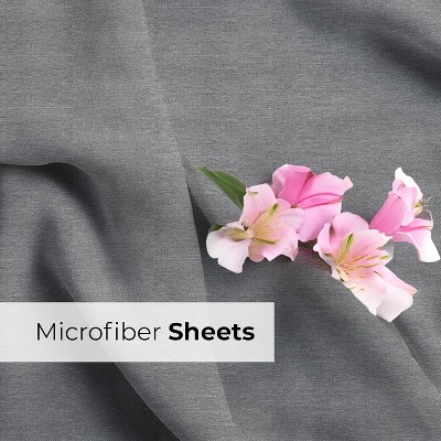 Heathered Grey Queen Cotton Microfiber Deep Pocket Sheet Set