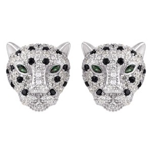 Anna-Kaci Gold Plated Leopard Cheetah Panther Head Animal Zircon 925 Sterling Silver Stud Earrings for Women - 1 of 4