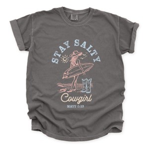 Simply Sage Market Stay Salty Cowgirl Garment Dyed Tee - 1 of 4