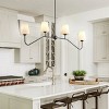 Dewdrop 4-Light Chandelier Modern Black Pendant Light with White Glass Shades for Dining Room Kitchen Living Room - 3 of 4