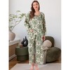INSPIRE CHIC Women's Pajamas Set Long Sleeve Floral Pullover Tie Front Wide Leg 2 Piece Loungewear - 3 of 4