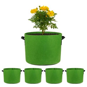 Unique Bargains Thickened Fabric Durable Handles Multipurpose Good Drainage Plant Grow Bags 5 Pcs - 1 of 4