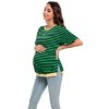 Maternity Shirts Women's Casual Floral Print Tops Striped Ruched Side Tunic Top - 3 of 3