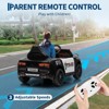 Jojoka 12V Kids Police Ride-On Car with Remote Control, Sirens, LED Lights, Bluetooth Music, and Safety Belt - 3 of 4