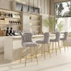 PexFix 2Pcs Bar Stools Velvet Counter Height Bar Stools with Metal Legs Button Tufted and Nailheads Trim Wing-Back Bar Chairs Grey - 4 of 4