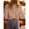 Women's Summer Fall Casual Lantern Long Sleeve Shirt Lace V Neck Solid Color Top Blouse - 4 of 4