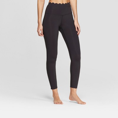 Women's Premium High-Waisted 7/8 Scallop Leggings - JoyLab™ Black