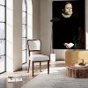 APRILSOUL35.00"Black Walnut Finish Upholstered Dining Chairs Set of 2 - Traditional Elegant Fabric Side Chairs - 2 of 4