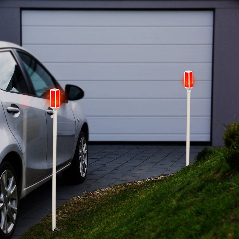 Set of 2 Tall Outdoor Solar Powered Driveway Markets with LED Lights White/Red - Alpine Corporation, 3 of 7