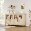 55" Large Buffet Sideboard Cabinet with 4 Glass Doors and Shelves, Farmhouse Storage Cabinet for Kitchen Dining Room, Living Room - 4 of 4