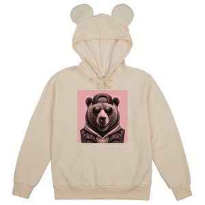 Bear With 3D Ears Adult Tofu Long Sleeve Cosplay Hoodie With 3D Ears - 1 of 2