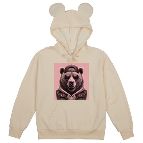 Bear With 3D Ears Adult Tofu Long Sleeve Cosplay Hoodie With 3D Ears - image 1 of 2