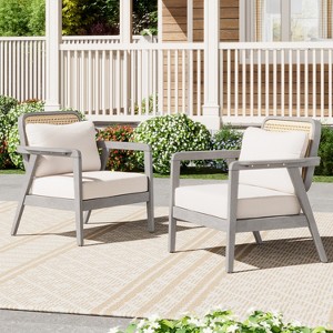 Christopher Knight Home Terry Patio Rustic Acacia Wood Club Chair with Water Resistant Cushions (Set of 2) - 1 of 4