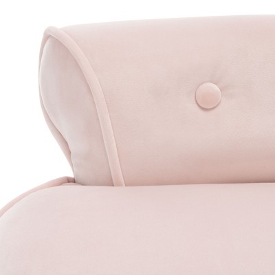 Petite Blush Pink Velvet Vanity Stool with Espresso Birch Legs