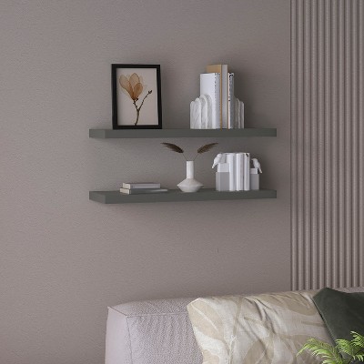 Vynxaria Ecco 31.5" Wide  Floating Shelves Set of 2, Shelves for Wall Decor for Bedroom, Bathroom Storage Shelves