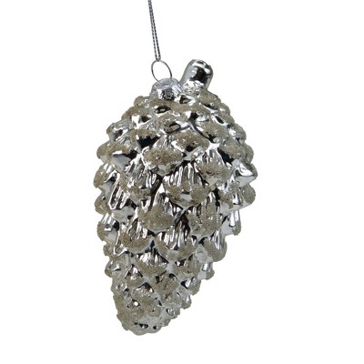 Northlight 5.25" Silver Glass Pine Cone Christmas Ornament