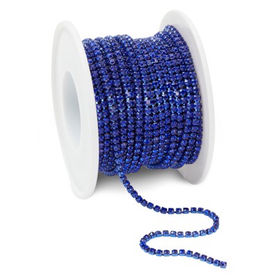 Bright Creations Sapphire Rhinestone Ribbon Chain, Trim for Sewing, Jewelry Making (2mm, 10 Yards)