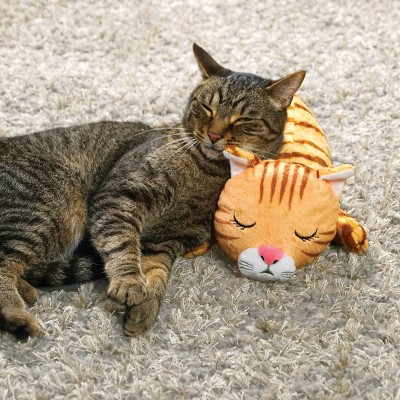 HuggieKitty Orange Plush Cat Toy with Soothing Sounds and Warmth