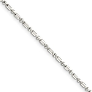 Black Bow Jewelry 2mm Sterling Silver Fancy Beaded Chain Necklace - 1 of 4