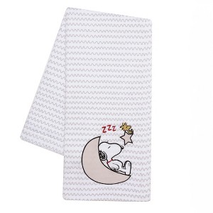 Bedtime Originals Snoopy Love Soft White/Taupe Fleece Baby Blanket w/ Applique - 1 of 4