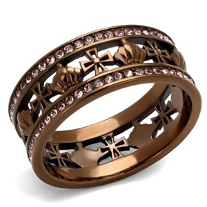 Slickblue Cross & Crown Stainless Steel Ring for Women, Black or Coffee Light Finish, Religious Design, Sizes 5-10 - 1 of 4