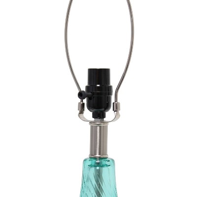 Light Blue Glass Gourd Table Lamp with White Fabric Shade