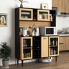 59inH Buffet Sideboard Cabinet with Storage Door & Power Outlet, Farmhouse Coffee Bar Cabinet with Wine Rack, Kitchen Pantry Living Room Black&Natural - 4 of 4