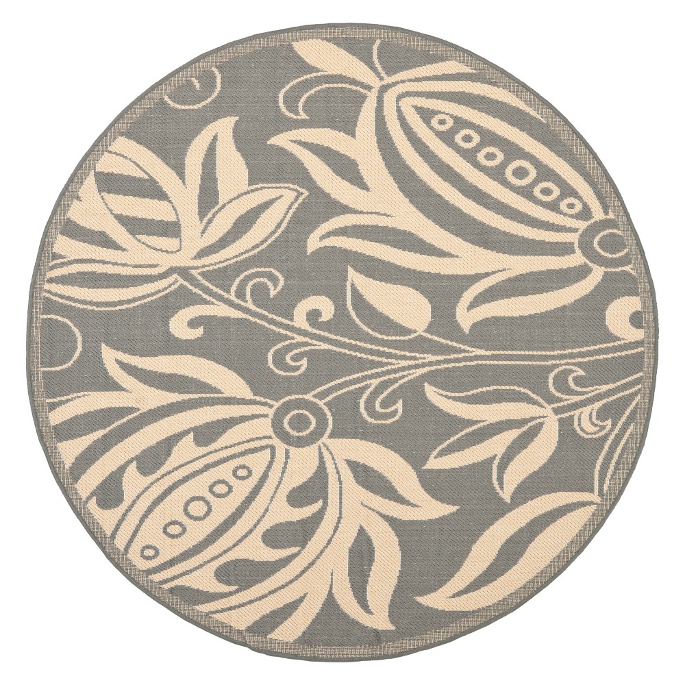 7'10in x 7'10in Kettle Outdoor Rug Gray/Natural - Safavieh