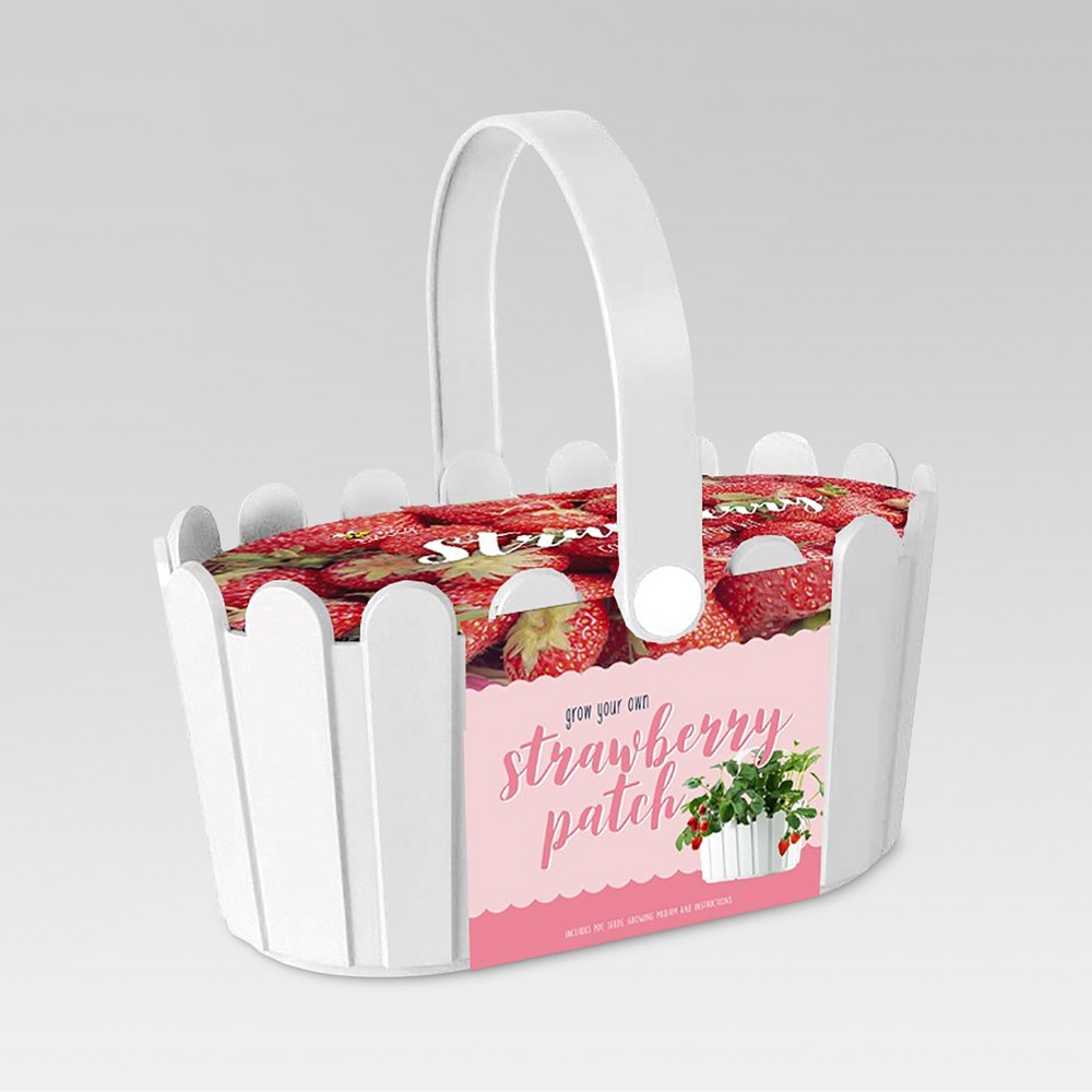 Strawberry Patch White Basket - Buzzy Seeds