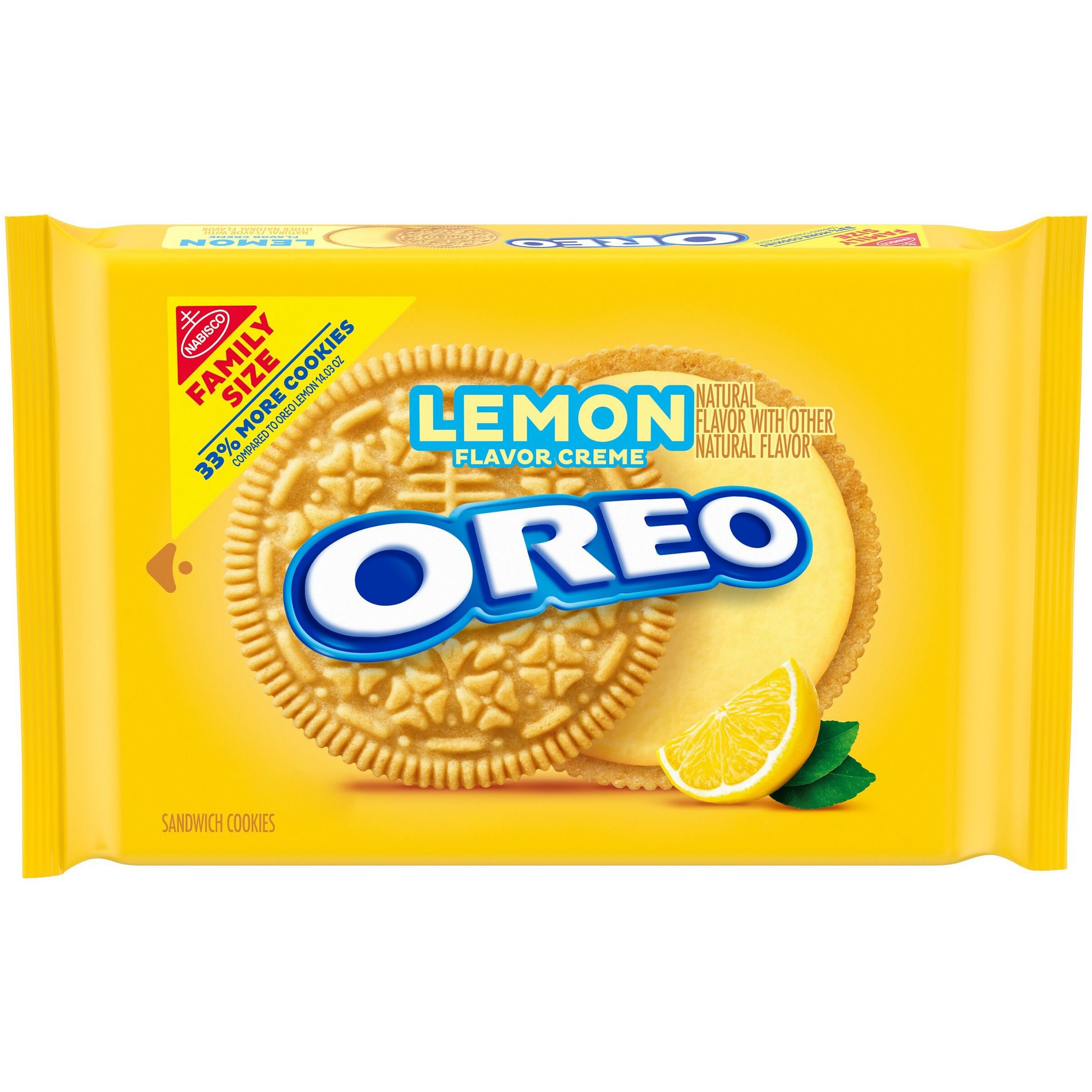Oreo Lemon Creme Sandwich Cookies Family Size - 18.71oz