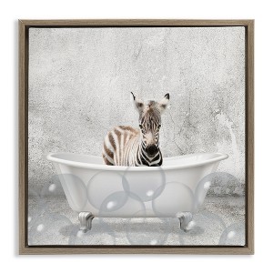 Stupell Industries Baby Zebra Bath Time, 25" x 25" - 1 of 4