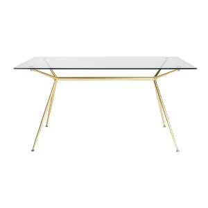 HomeRoots 60" Clear And Gold Glass And Steel Dining Table - 1 of 4