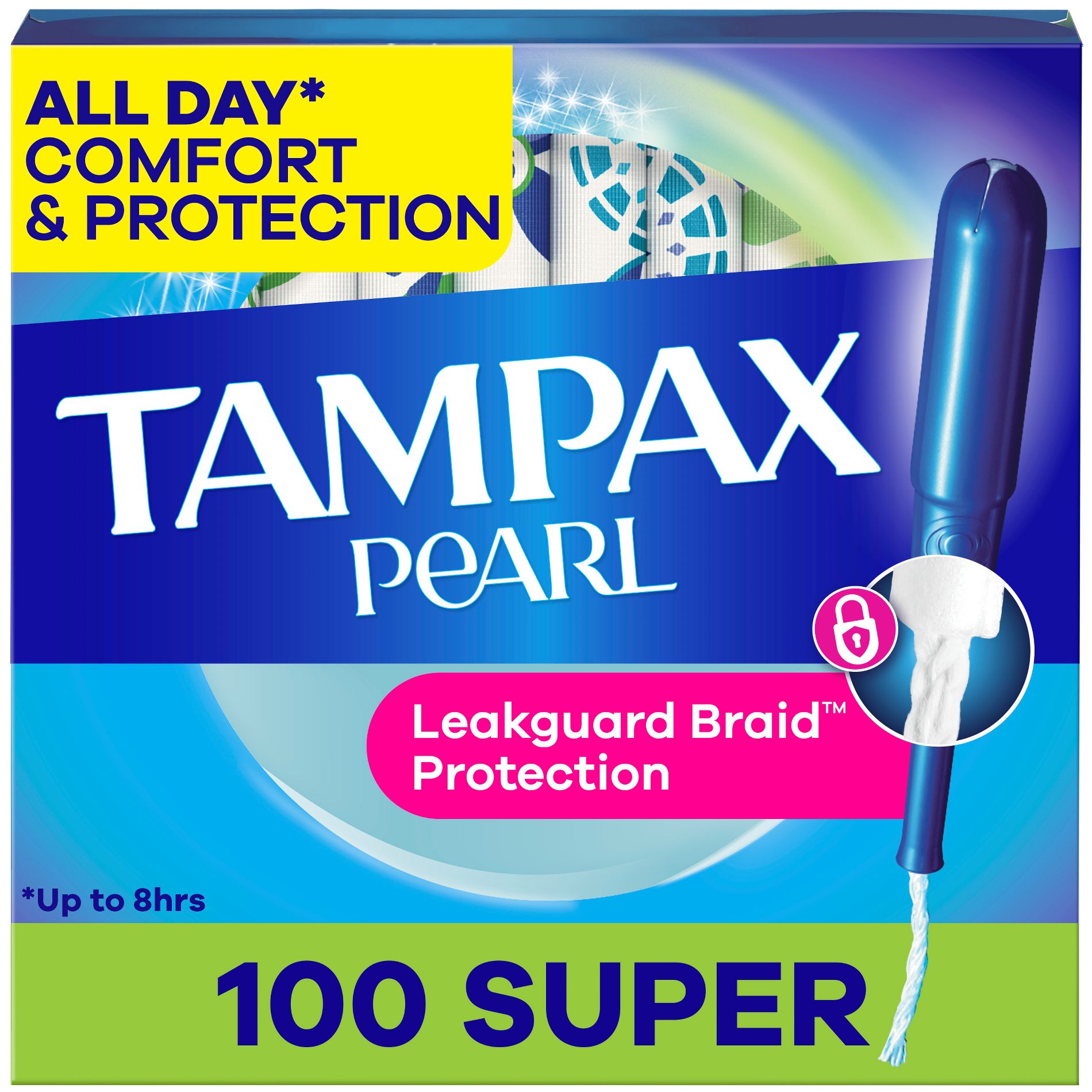 Tampax Pearl Tampons Super Absorbency with LeakGuard Braid - Unscented