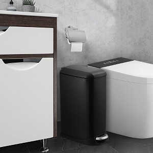 3.2 Gallon Slim Trash Can with Removable Inner Bucket, Stainless Steel Garbage Bin with Soft-Close Lid, Step Trash Can for Kitchen, Bathroom - 1 of 4