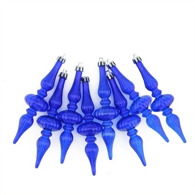 Northlight 8ct Blue Shatterproof Transparent Christmas Finial Ornaments 5.25"