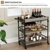3-Tier Rolling Bar Carts with Wine Rack and Glass Holder, Mobile Serving Cart for Kitchen - 4 of 4
