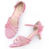 BLISSFUL STEP Women's Velvet Open Toe Kitten Heel Ankle Strap Sandals - 2 of 3