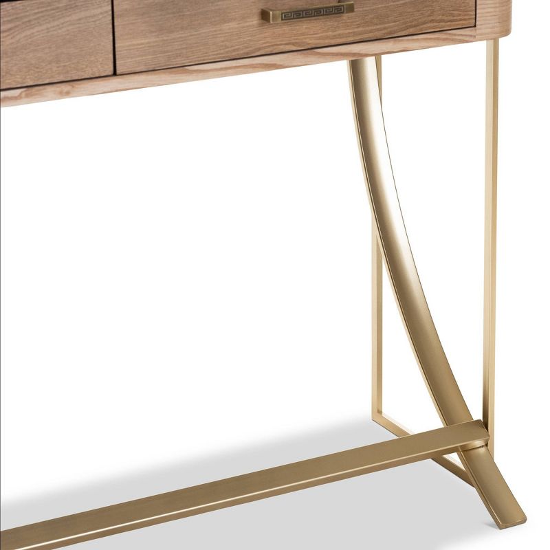 Lafoy Natural Finished Wood and Finished 2 Drawer Console Table Brown - Baxton Studio, 5 of 11