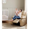 22" Rocker Recliner Chair, 1.5X Sponge Filling, 360 Degree Swivel, PU Leather, Side Pockets and Cup Holders, Reclining 135 Degrees - 4 of 4