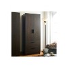 HomeStock Brook Two-Door Wood Closet with Two Drawers and Hanging Bars in Dark Brown - 2 of 4