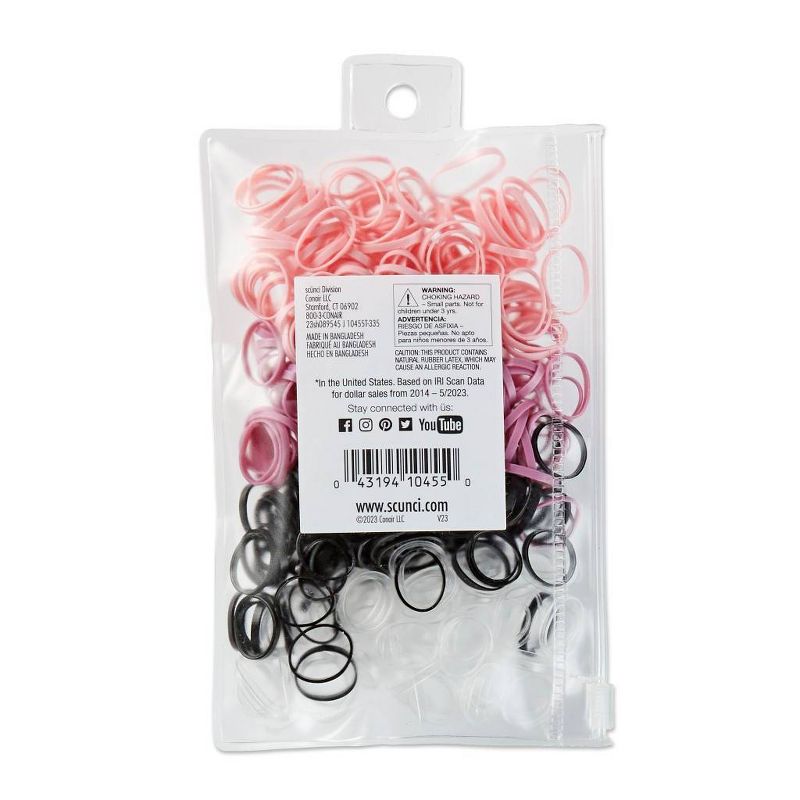 sc&#252;nci Kids Polyband Elastics Hair Ties with Reusable Pouch - Pink/Black/Clear - 450pcs, 6 of 7