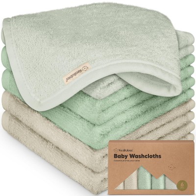 6-Pack Soft Baby Washcloths, Viscose from Bamboo - Kids, Newborn Bath Towels, Infant Shower, Toddler Reusable Face Towel,10x10