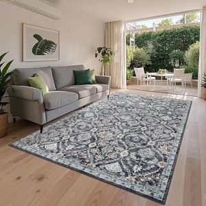 Trellis Design Washable Runner Rug – Non-Slip, Ultra-Thin, Stain-Resistant for Laundry Room & Hallway - 1 of 4